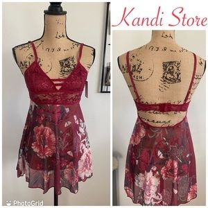 2-Piece French Affair Rumba Red Baby Doll